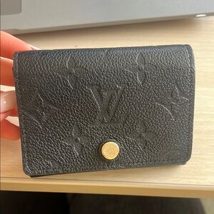 Louis Vuitton Black Textured Wallet with Gold Accent